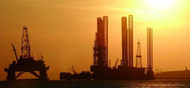 Oil rig in the Caspian Sea  near Baku