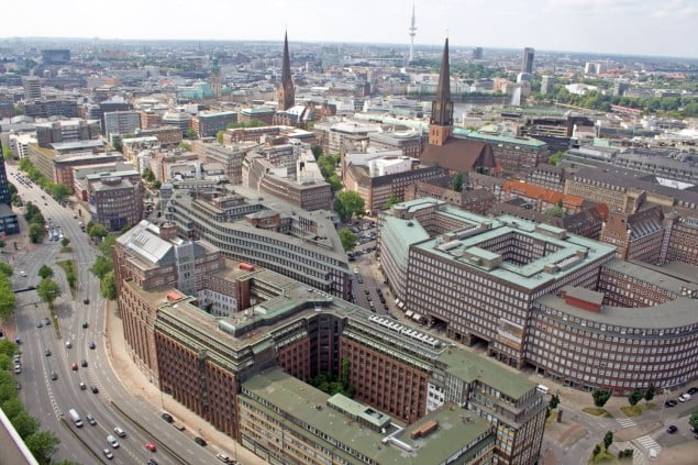 Hamburg: Berhmtes Kontorhausviertel (Luftaufnahme)